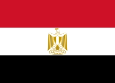 [ai] The national flag of Egypt, consisting of three horizontal stripes: red at the top, white in the middle featuring the golden eagle of Saladin, and black at the bottom.